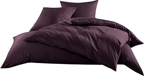 Bettwaesche-mit-Stil Mako-Satin Baumwollsatin Bettwäsche Uni einfarbig zum Kombinieren (Bettbezug 155 cm x 220 cm, Brombeer) viele Farben & Größen