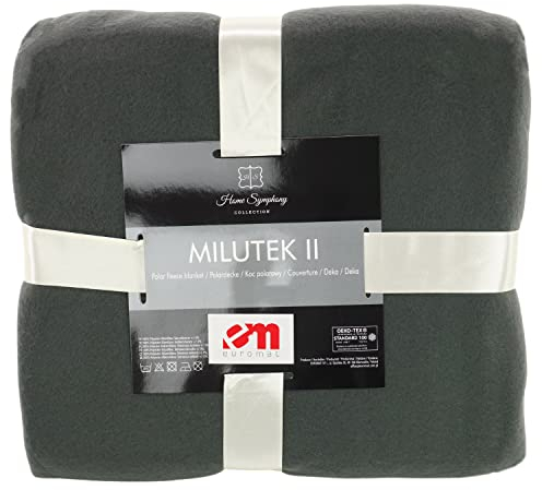 Euromat Polar Fleecedecke Kuscheldecke Sofadecke Wohndecke mit genähte Kante (Graphit Grau Dunkelgrau, 150x200 cm)