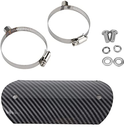 Qiilu Auto y Moto sistemas de escape Deflectores de calor, Escudo térmico, tubo intermedio de motocicleta Link tubo protector protector de talón (negro)