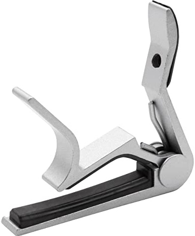 vhbw Capodastro, capo, capotraste para guitarras, guitarra acúsctica, guitarra eléctricacurvado, arqueado, plata