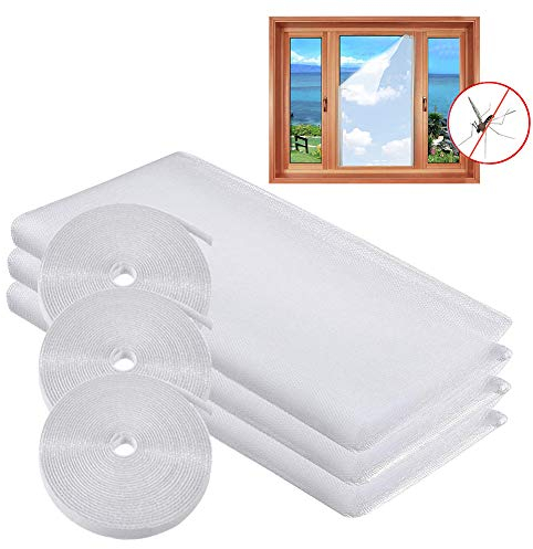 MOEGFY Fliegengitter Fenster Weiss 130X150cm, 3er Pack Mosquito Net Window, Moskitonetz Fliegennetz Fenster, Fensternetz Insektenschutz, Geeignet Für Alle Fenster, Kein Bohren Erforderlich