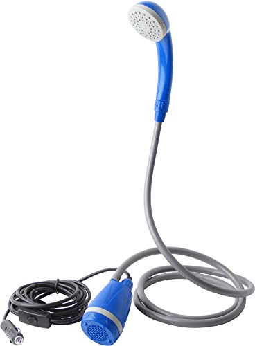 BRUNNER 0810013N Doccia da Viaggio 12V Aquafresh 2.0 per Camping e Giardino, Blu/Grigio