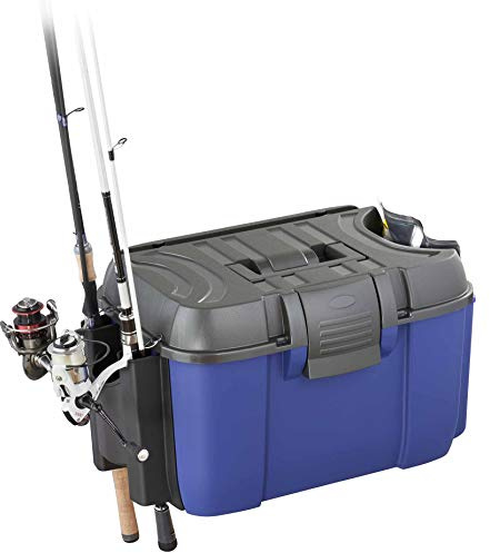 Plastica Panaro Angelkoffer für Herren, 525 x 340 x H300, Blau, mit Rutenhalter und seitlicher Futtertasche