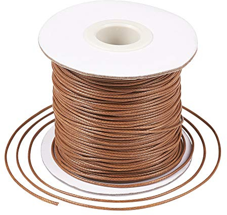 Craftdady 85 meter / rulle 1 mm rund vaxad polyestertråd tråd pärlsnöre för smyckestillverkning, sadelbrun
