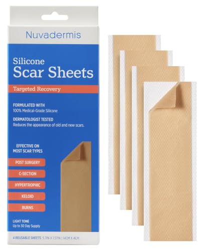 Patchs en silicone pour éliminer les cicatrices - cicatrices chéloïdes, césarienne, traitement post-chirurgie - Bandes 14,5 x 4 cm - Alternative à la guérison au gel, au ruban adhésif et à la crème