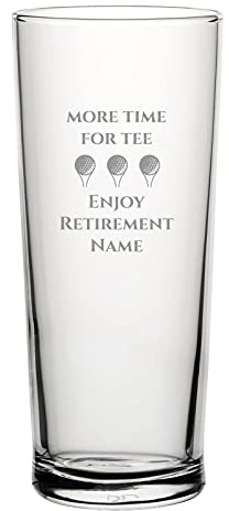 You Personalise Retirement Personalised Engraved Pint Glass - Tee Time Golf Retirement Present with Custom Name & Message