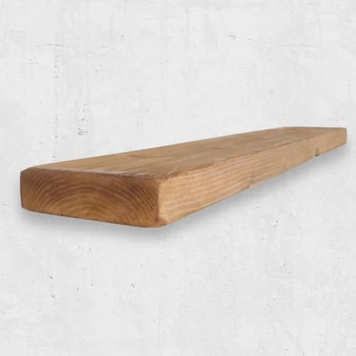 Chill House Flat Rustic Floating Shelf 6x2 inches, 100cm long - Dark Oak Finish Reclaimed Wood Floating Shelves for Wall Decor, Rustic Wooden Shelves for Bedroom, Living Room, Kitchen, or Bathroom