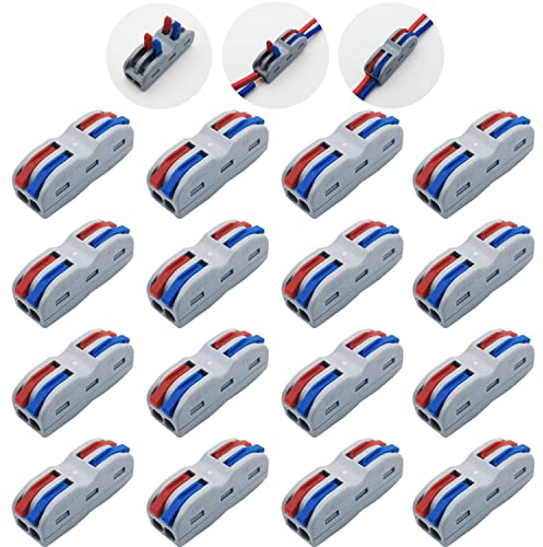 Morsettiere Elettriche, CESFONJER Connettori Elettrici Rapid, 2 in 2 fuori Bilaterale 4 Porte Connettore Conduttore Compatto (16 pcs)