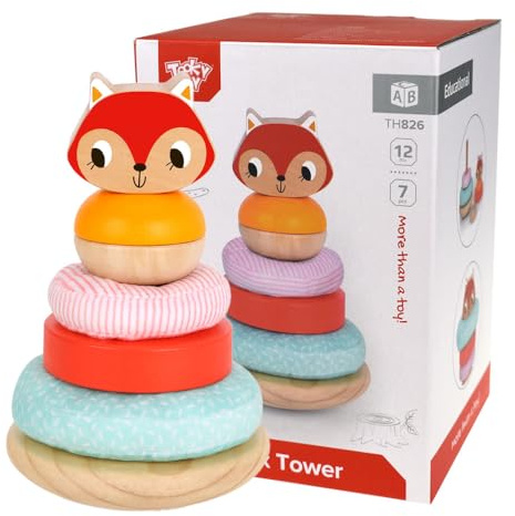 Tooky Toy TH826 Fox Tower, Turm Fuchs Culbuto für Kinder +1YO
