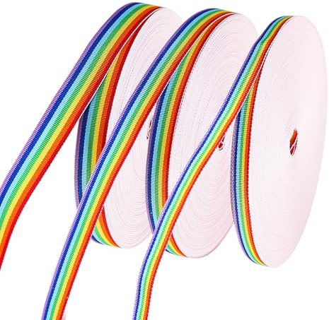 3 rollos de cinta de grogrén arcoíris multicolor, para envolver regalos, manualidades, costura, 20 m