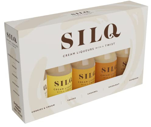 SILQ Cream Shots 5x20ml - Liqueurs with a Twist | Mixed Vodka Shots | Cookies & Cream, Toffee, Caramel, Espresso, Hazelnut | Perfect for Cristmas/Stocking Filler/Gifts, Parties and Celebrations
