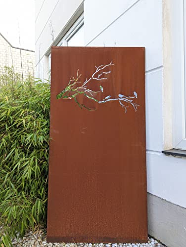 Zen Man Edelrost Garten Sichtschutzwand aus Metall 1mm rost Garten Sichtschutz Handarbeit 032137-2 B75 H150cm