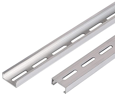 TEN-HIGH Slotted Aluminum DIN Rail, 2PCS Aluminum DIN Rails for Hardware Components Mounting,1000mm