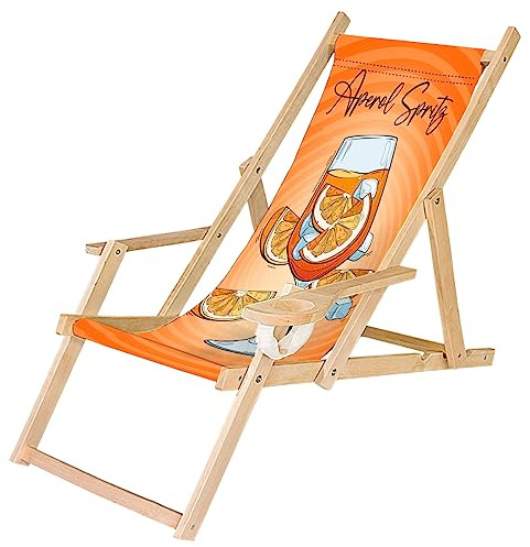 Ferocity solstol trä hopfällbar solstol med armstöd och dryckeshållare vit trädgård strandstol design Spritz [119]
