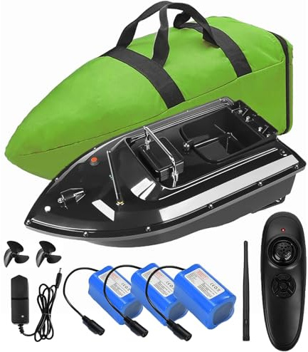 Bait Boat,12000mah Large capacity batteries Fishing Bait Boat ,500m Remote control,1.5kg Loading Hopper,wind and wave resistant,with Handbag. Give antennas, propellers, and other small gifts.bait boat