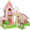 alles-meine.de GmbH XL Zauberschloß - Puppenhaus aus Holz für Biegepuppen - Set Puppenstube Puppenhaus - Schloß Märchenschloß rosa pink - Kinder Mädchen Feen Elfenschloß