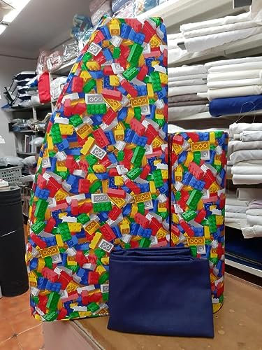 Generico Set cuscini forma mezzaluna per letto singolo schienale braccioli e copriletto lego (copriletto rosso)