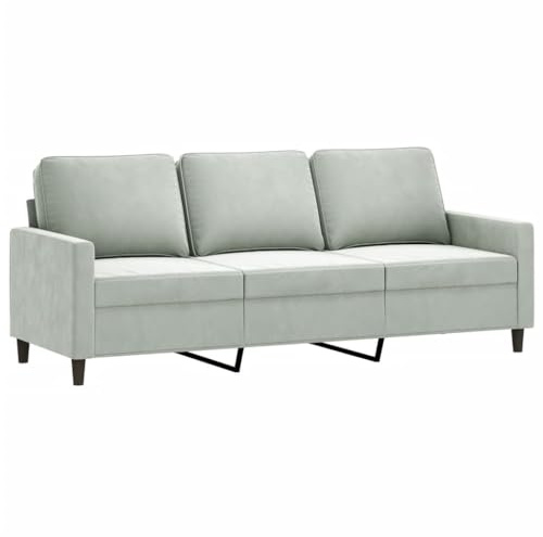 vidaXL Sofá de 3 plazas Terciopelo Gris Claro 180 cm
