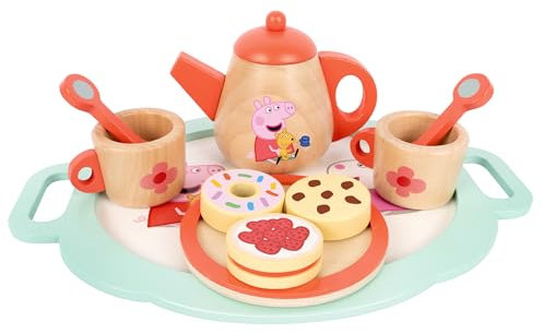 Peppa Pig Play Set for Toddlers Age 3+, Play Set for Pretend Play, Party Set for Children, Durable Wooden Kitchen Toys, Fun Set for Toddlers and Kids (Tea Set)