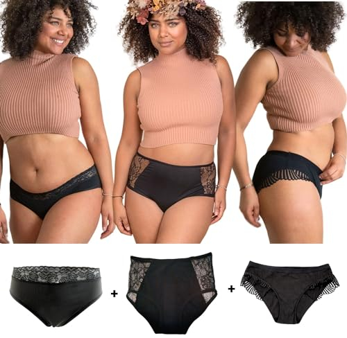 Oséclore Period Underwear Ultra Saugfähig - Mittlerer bis Starker Fluss - Periode - Urinverlust - Waschbar und Wiederverwendbar - Bio-Baumwolle und Bambus Oeko-TEX - Waschsäckchen inklusive