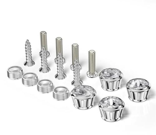 Viti per Auto Accessori per Auto 1 Set di Coperture per Tappi A Vite + Viti di Fissaggio in Lega di Alluminio per Telaio Targa (Color : White)