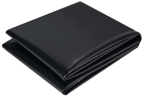Teichfolie Schwarz Gartenteichfolie 1x2m 2x2m 4x5m 6x8m 7x10m, Teichmembran Robust und Reißfest 0.12mm HDPE Teichplane für Koiteiche, Bachläufe, Brunnen, Wasserfall und Gärten(Size:6mx6m(19.7ftx19.7ft