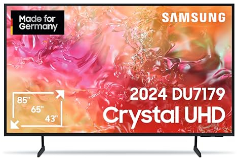 Samsung Crystal UHD TV 4K DU7179 Fernseher 85 Zoll (214 cm), Fernseher mit PurColor, 4K Upscaling, Gaming Hub, Crystal Prozessor, Tizen OS, Smart TV, Alexa, 3D Surround Sound & Q-Symphony