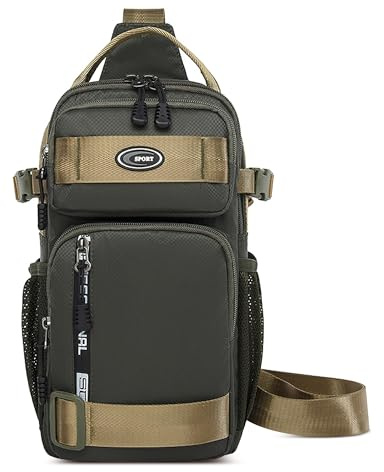 VARLIVOO Sling Brusttasche Herren Schultertasche Crossbody Bag Leichte Umhängetasche Männer Schulter Rucksack Wasserdicht Polyester für Outdoor Reisen Wandern Armee Grün
