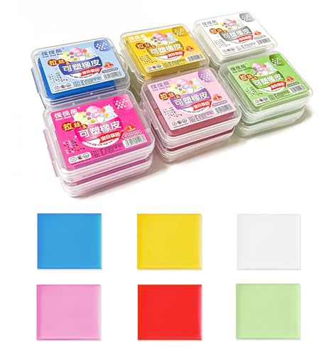 12 Stück Knetradiergummis, Weich Knetbar Radiergummis, Skizze Kitt Gummi | Dauerhafte Künstler Radiergummi mit Kunststoffgehäuse, Knetgummi Radiergummi für Bunte Zeichnung Malerei Schulbedarf