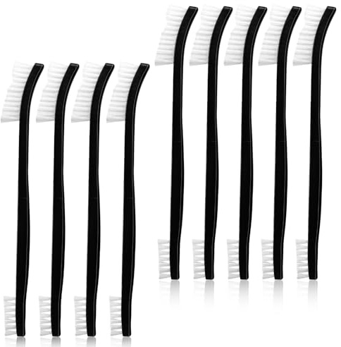 9Pcs Double-Ended Cleaning Brushes Set Nylon All Purpose Clean Brush Small Detailing Crevice Brush Mini Stiff Bristles Brushes for Kitchen Sink Bathroom Gaps Corner Small Space