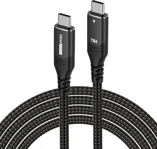 USB C Thunderbolt 4 Kabel 40Gbps, Schnellladung 100W USB 4 Datenkabel, 8K@60Hz USB C auf USB C Kabel für MacBook, Dock, PSSD, iPhone 16, Laptop, Android Auto, eGPU, 0.5m