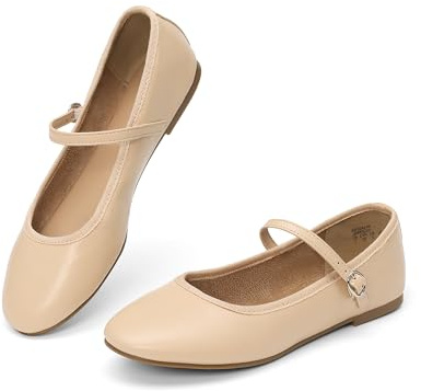 DREAM PAIRS Ballerines Mary Jane Femme Classiques, Chaussures Plates Confortables à Enfiler, Style Élégant et Polyvalent pour Travail et Quotidien