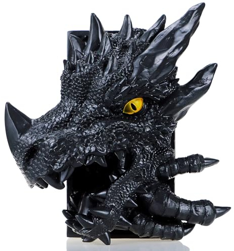 MAZERAN Fermalibri decorativo con drago 3D, angolo decorativo per mensola fantasia, Fermalibri vintage a forma di drago, Fermalibri medievale malvagio, decorazioni per statue di libri