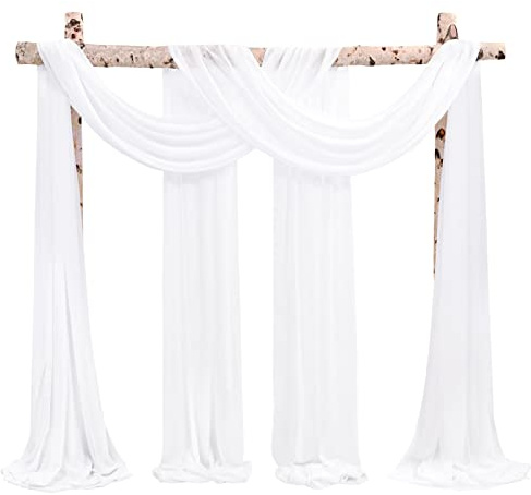 Showgeous Lot de 2 voilages en Mousseline pour Arche de Mariage, Blanc Naturel, 73 × 610 cm