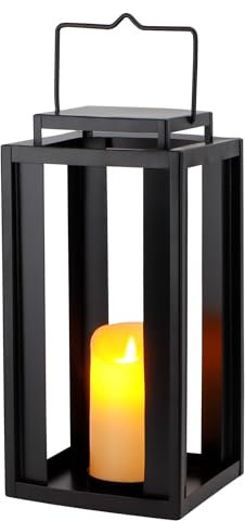 TRIROCKS Lanterna Metallica Grande per Esterno 43 cm Alta, Porta Candela Appeso Decorativa con Candela Timer Senza Fiamma a LED per Casa, Giardino, Patio (Senza Vetro)