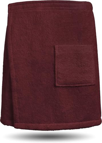 normani Herren Saunakilt aus 100% Bio-Baumwolle Saunatuch 160x50 cm Saunahandtuch für Männer Burgund 160 cm x 50 cm