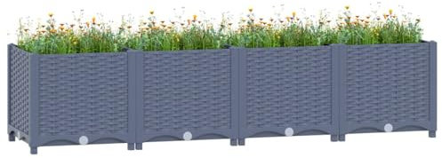 qohoio Lit surélevé 160x40x38 cm Polypropylène Bordure Pierre,Kit Gabion,Gabion Jardiniere