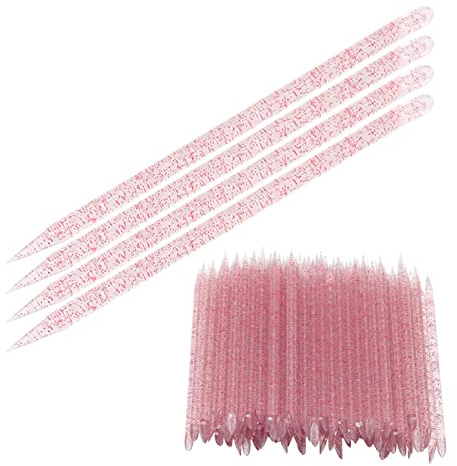 Empujador de Cutículas, Palitos de Naranja para Uñas, 100 Unidades, Empujador de Cutículas para Uñas, Palillo para Cutículas, Cutículas de Doble Extremo, Palitos para Manicura y