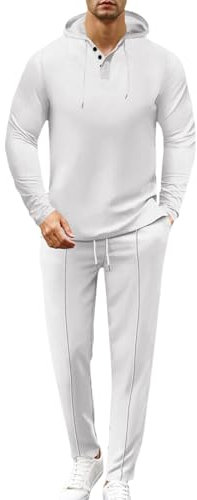 Kelandoom Survêtement Homme Ensemble Jogging,Pantalon De Travail Homme Peintre Tenue Sport Homme Homme Hoodie Costume Chemise Homme Manches Longues Blanche Jogging Fourré Homme