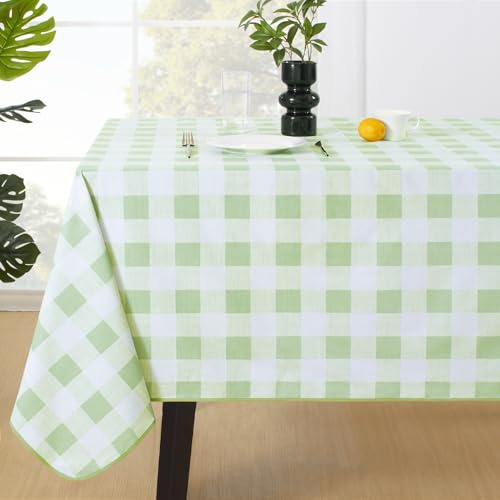 MOSAYT Rectangle Vinyl Tablecloth, 100% Waterproof Buffalo Gingham Plastic Table Cloth, Heavy Duty Wipeable Table Covers for Picnic, Outdoor, Camping - 54 x 78, Sage Green