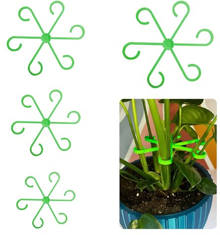 LINGJIA 16 Pièces Réutilisable Tige Support Plantes, Plante Grimpante Support Tige, Supports de Plantes en Anneau, Supports de Tiges de Plantes en Pot, Crochets de Tiges de Plantes Réutilisables