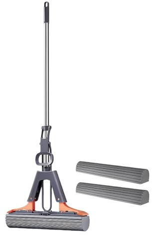 Squeeze Mop - Trapeador con Rodillo para Piso, Trapeador De Esponja PVA con Mango Ajustable | Trapeador Eficiente para Pisos De Madera, Baldosas Y Mármol, Trapeador Absorbente para Limpieza Pisos