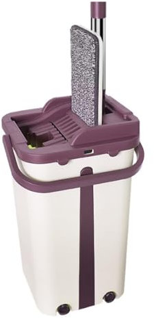 Fregona Mopa Cubo De Fregona Plana De Acero Inoxidable para Secar Trapeador Que No Se Lava A Mano Trapeador Rotatorio Automático Humidificador Automático Fregona para Limpieza