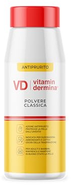 VITAMINDERMINA Polvere Classica Protettiva 100 g – Con Amido di Mais, Ossido di Zinco e Vitamina F – Contro Sudorazione e Cattivi Odori – Rinfresca e Protegge la Pelle. Per Adulti e bambini
