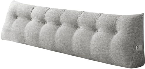 Huole - Cojín de lectura para cama, cojín de respaldo de sofá, cojín compensado triangular, cojín lumbar en esquina, soporte de posicionamiento, suave y cómodo, 200 x 50 x 20 cm, lima plateada