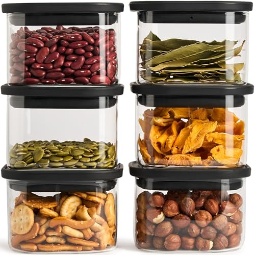 Greeano Vorratsgläser eckig mit Glasdeckel 400ml [6er Set] | luftdicht & mottensicher | Vorratsdosen Glas | Aufbewahrungsgläser Küche für Lebensmittel, Nudeln, Mehl, Müsli, Kaffee