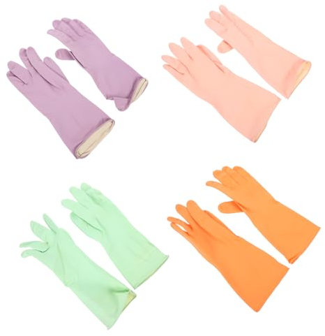 COOPHYA 4paare Latex Reinigungshandschuhe Langlebige Wiederverwendbare Gummihandschuhe Für Hausarbeiten Und Geschirrspülen Öl Und Schmutzabweisend Hautfreundlich