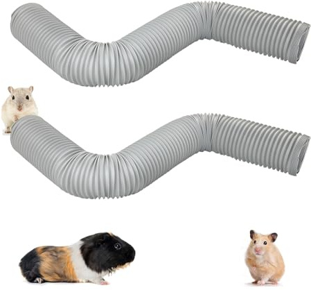 PINVNBY Plastic Tunnel for Guinea Pigs,2 Pcs Foldable Hamster Tunnels Collapsible Hamsters Fun Tube Small Animal Exercising Training Hideout Tubes for Gerbils Rats Mice Ferrets(Gray)