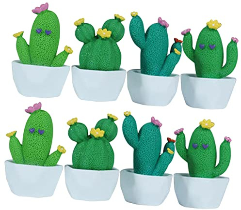 TOYANDONA 8 pièces Figurines Miniatures Cactus Résine Décorations de Bureau et Intérieur de Voiture Plantes Artificielles Pot et Légères pour Décoration Maison et Bureau