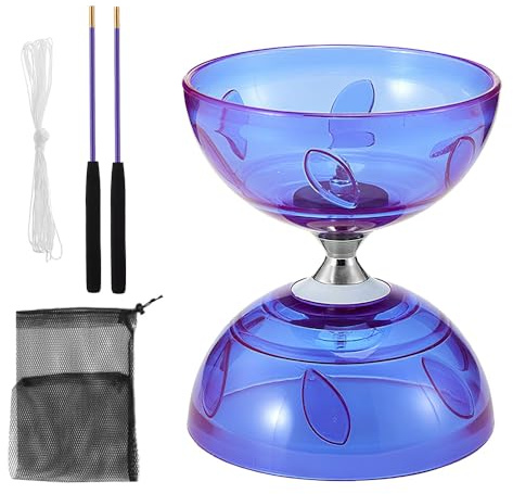 KBIBCK Diabolo Jonglier Set, Diabolo con Cuscinetti a Sfera, Diabolo - Set giocoliere con cuscinetto a sfera,Set da Giocoleria diabolo con Bastoncini diabolo,Corda di Ricambio,Sacchetto a Rete (Viola)
